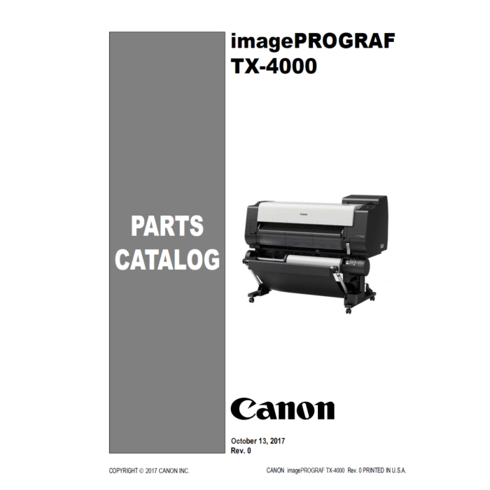 CANON imagePROGRAF TX-4000 Parts Manual 