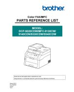 Brother Inkjet-MFC 9130CW 9140DN 9330CDW 9340CDW Inkjet-DCP 9020CDN 9020CDW Parts List Manual