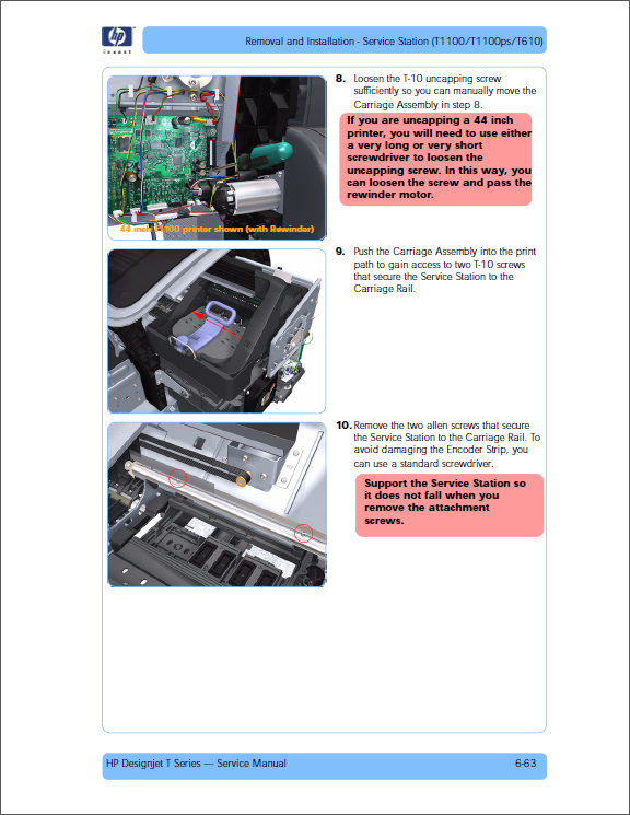 HP Designjet T1120 T1100 T610 Service Manual