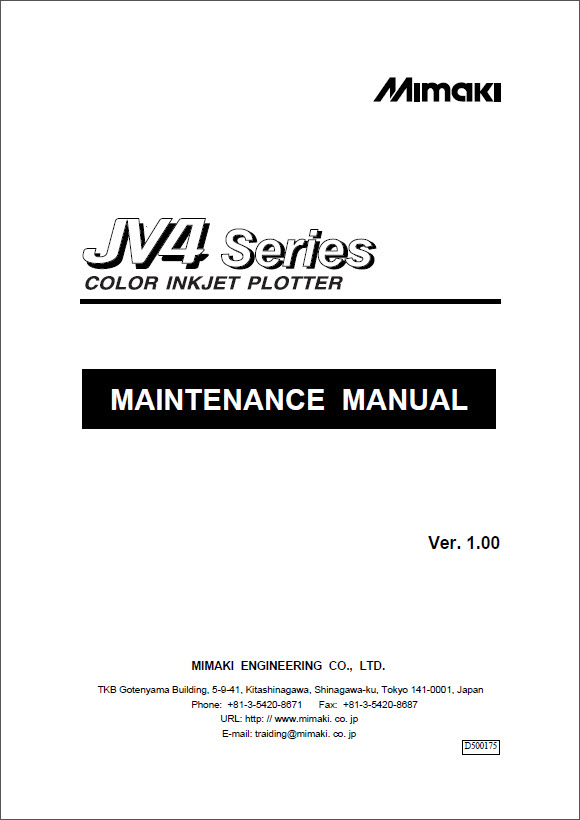 MIMAKI_JV4_Maintenence_Service_Manual_D200571_2001v1-1